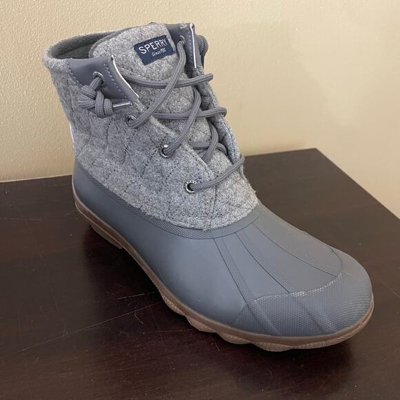 Sperry Syren Gulf Grey Quilted Wool Duck Boots - Picture 2 of 7